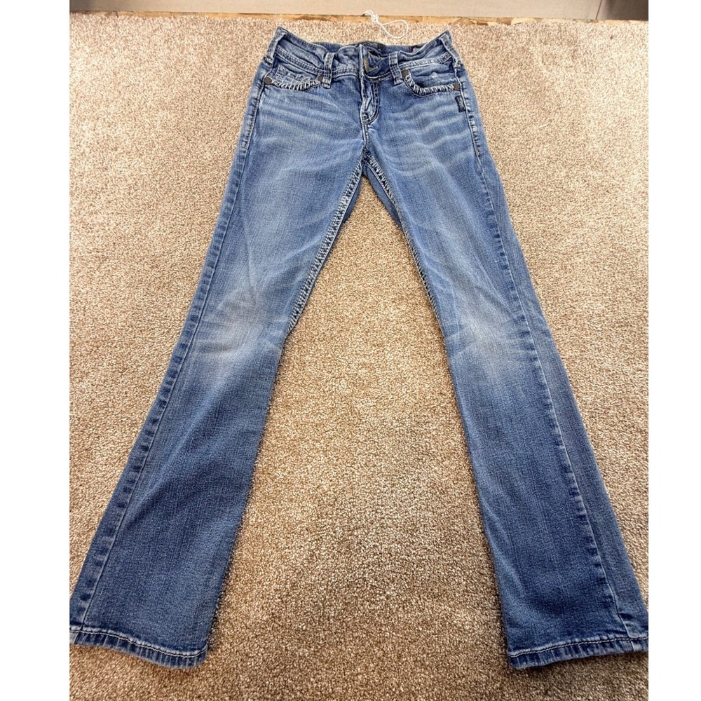 Silver Jeans Co Suki Mid Slim Boot Blue Denim Jeans W26‎ L31 Medium Wash 26 Y2K
